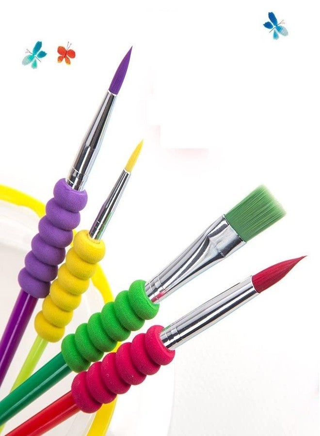 DEZIINE�4pcs Soft Grip Paint Brush Set - Kids Paint Brushes - 4 Assorted Paint Brushes for Watercolor Paint Brush - Image 2